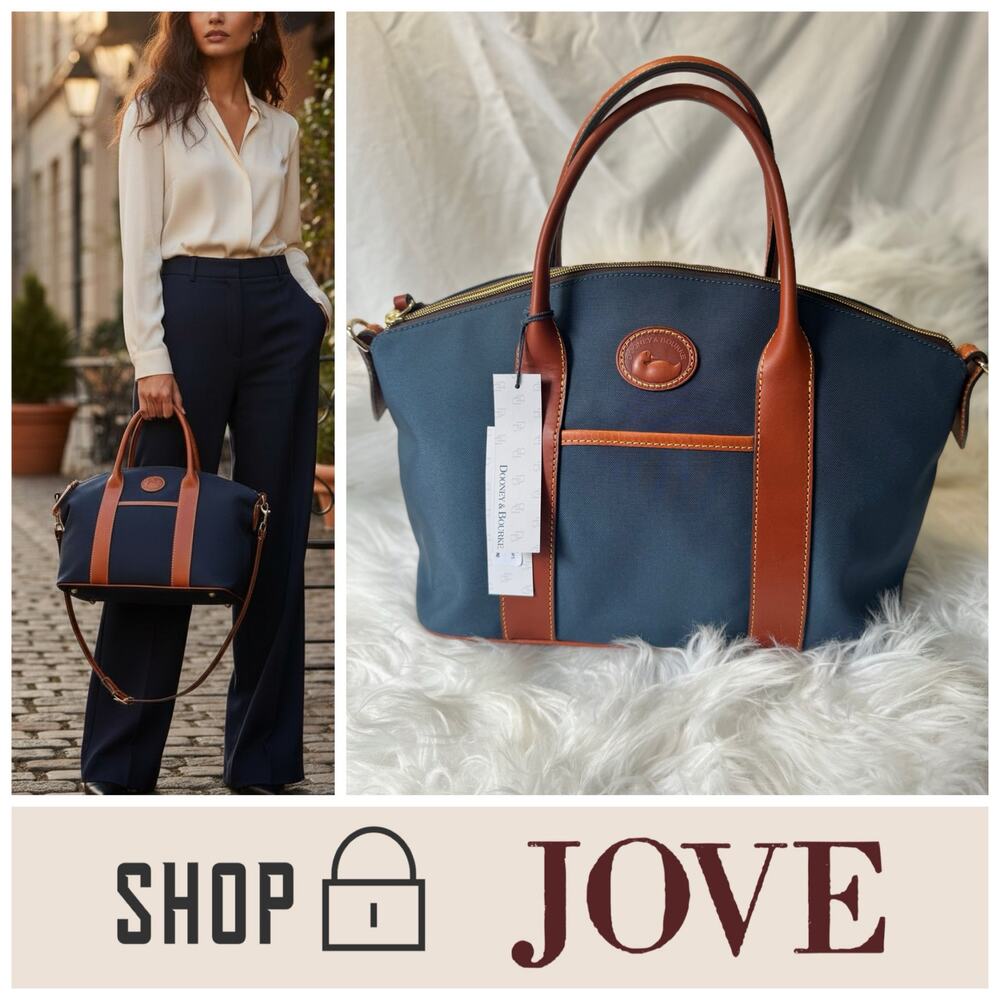 NEW $338 Dooney & Bourke Madeline Nylon Satchel Shoulder Strap NAVY